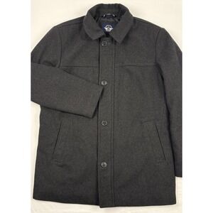 Dockers Flannel Wool Blend Car Coat Button/Zipper Charcoal Quilted Lining Medium
